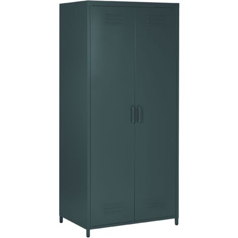 Armario de metal gris oscuro 76 x 50 cm 2 puertas 4 estantes almacenaje Varna