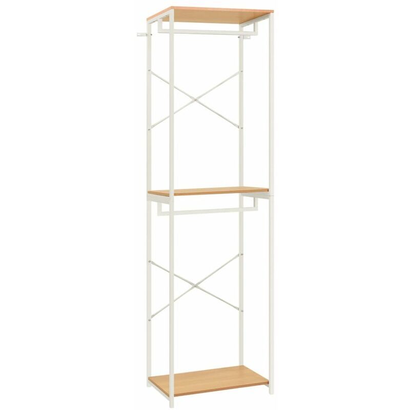 

Happyshopping - Armario de metal y aglomerado blanco y color roble 60x40x213 cm