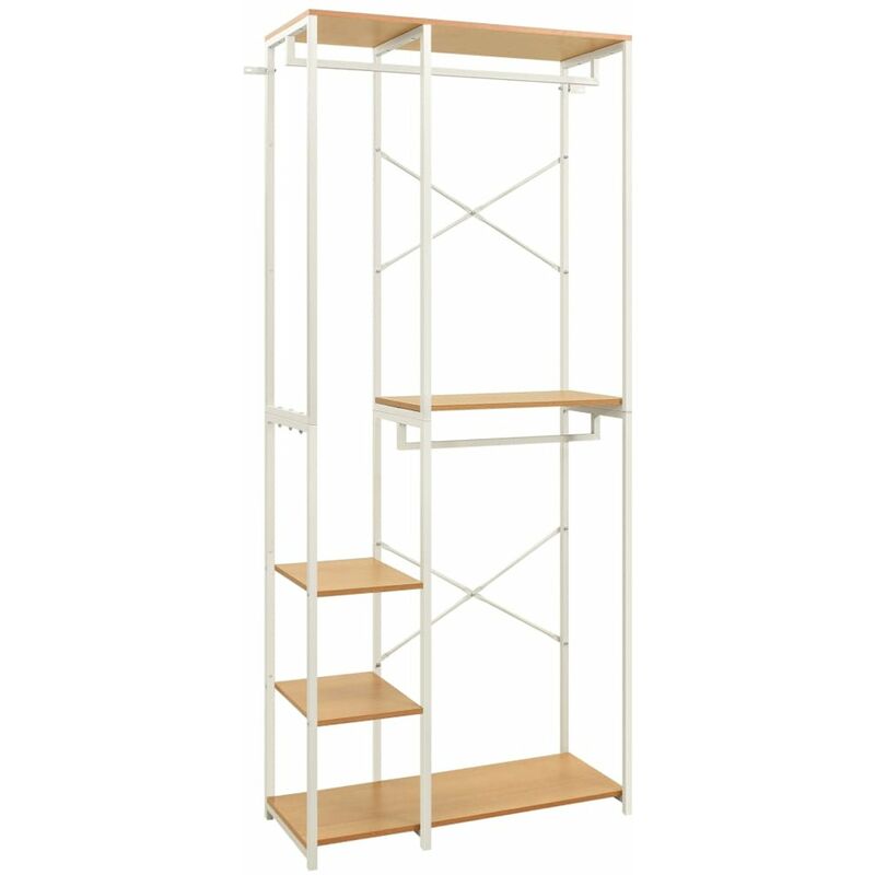 

Happyshopping - Armario de metal y aglomerado blanco y color roble 90x40x213 cm