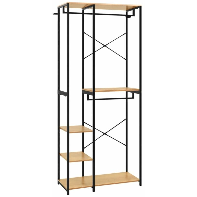 

Happyshopping - Armario de metal y aglomerado negro y color roble 90x40x213 cm