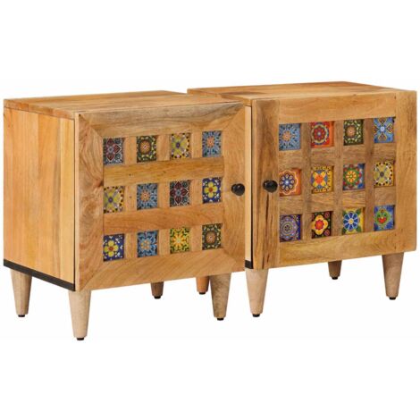 Armario de Noche 2 pcs Natural 40 x 33 x 46 cm