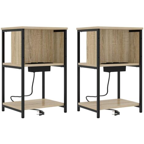 Armario de Noche 2 pcs Roble  38 x 31 x 61 cm