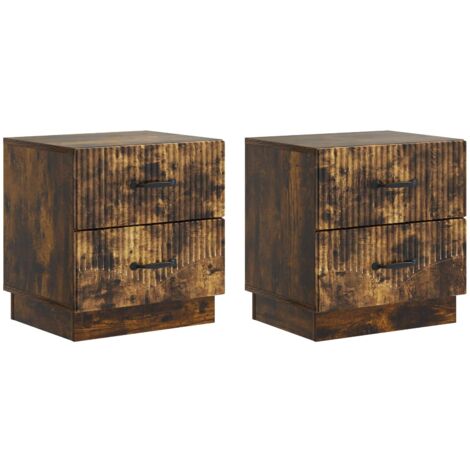 Armario de Noche 2 pcs Roble Ahumado 43 x 34,5 x 44,5 cm