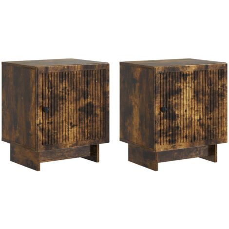 Armario de Noche 2 pcs Roble Ahumado 43 x 34,5 x 50 cm
