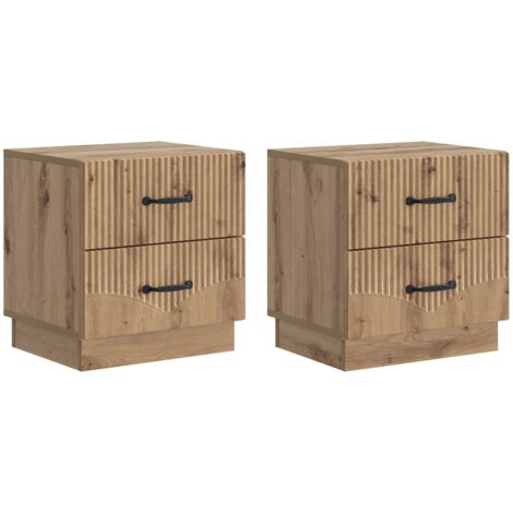 Armario de Noche 2 pcs Roble Artesanal 43 x 34,5 x 44,5 cm