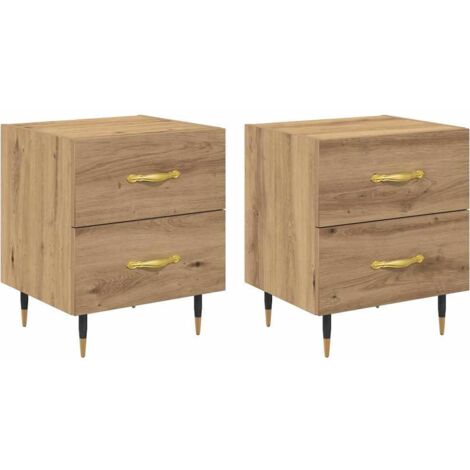 Armario de Noche 2 pcs Roble artisan 40 x 35 x 47.5 cm vidaXL