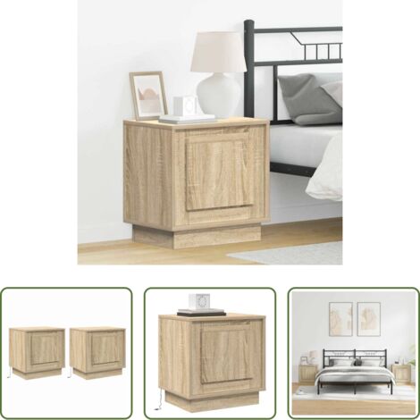 Armario de noche -  Armario de Noche 2 pcs Roble Sonoma 44 x 34,5 x 45 cm