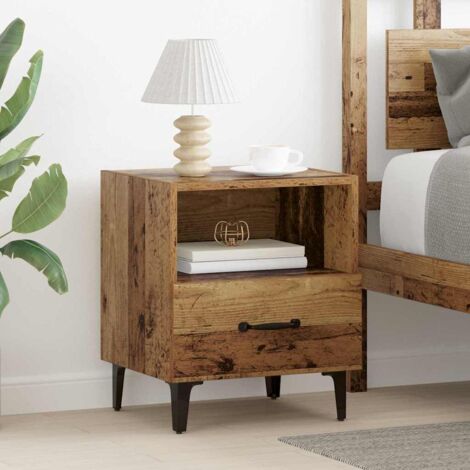 Armario de Noche con cajón 2 pcs Madera vieja 40 x 35 x 47.5 cm
