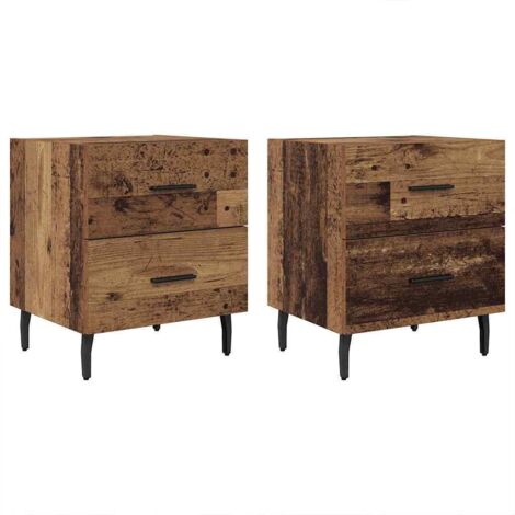 Armario de Noche con cajón 2 pcs Madera vieja 40 x 35 x 47,5 cm vidaXL