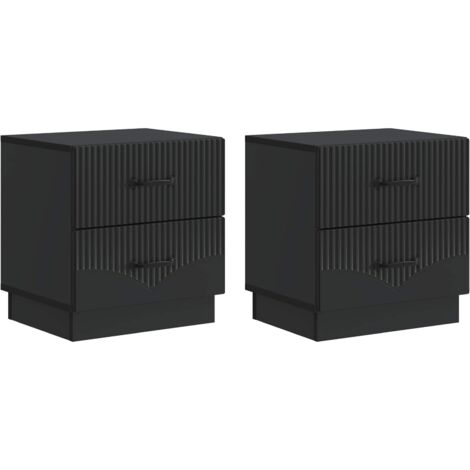 Armario de Noche con cajón 2 pcs Negro 43 x 34,5 x 44,5 cm