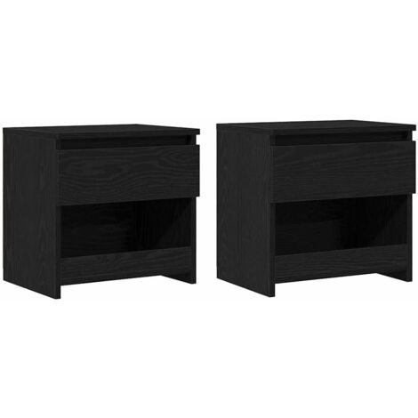 Armario de Noche con cajón 2 pcs Roble Negro 40 x 30 x 39 cm vidaXL