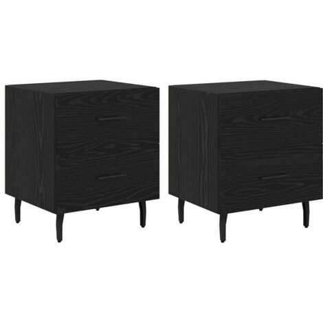Armario de Noche con cajón 2 pcs Roble negro 40 x 35 x 47.5 cm vidaXL