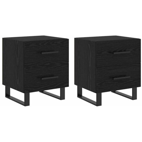 Armario de Noche con cajón 2 pcs Roble Negro 40 x 35 x 47,5 cm vidaXL