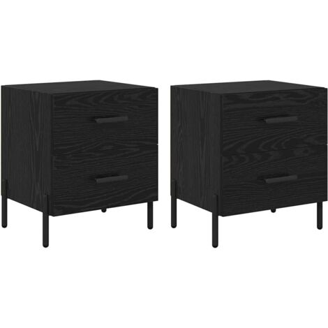 Armario de Noche con cajón 2 pcs Roble Negro 40 x 35 x 47,5 cm vidaXL