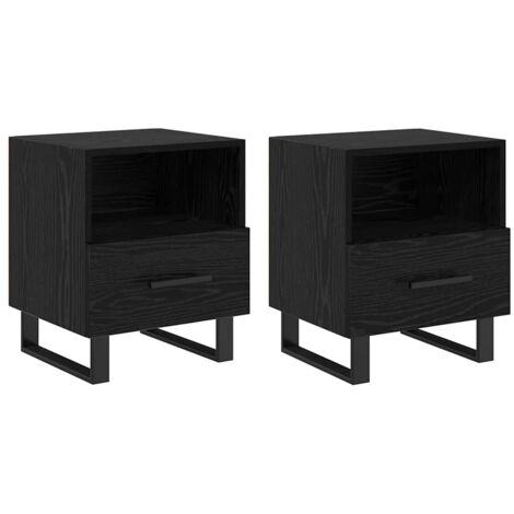 Armario de Noche con cajón 2 pcs Roble Negro 40 x 35 x 47,5 cm vidaXL