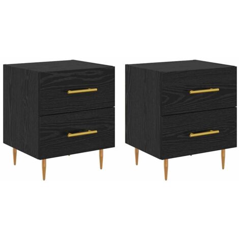 Armario de Noche con cajón 2 pcs Roble Negro 40 x 35 x 47,5 cm vidaXL