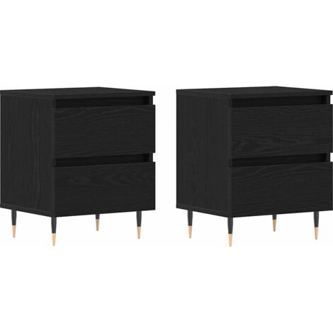 Armario de Noche con cajón 2 pcs Roble negro 40 x 35 x 50 cm vidaXL