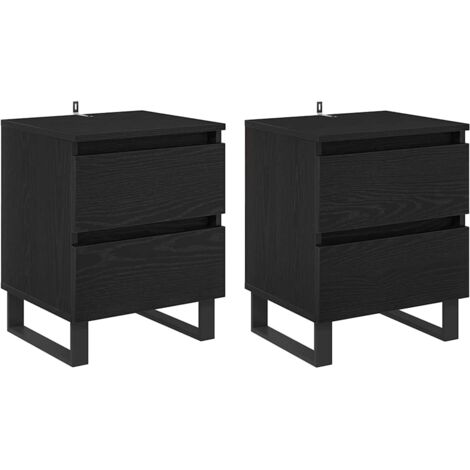 Armario de Noche con cajón 2 pcs Roble Negro 40 x 35 x 50 cm vidaXL