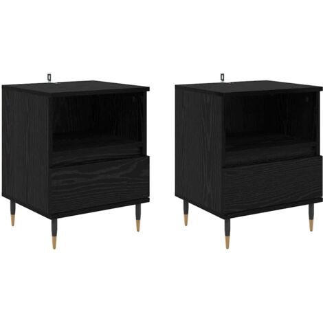 Armario de Noche con cajón 2 pcs Roble Negro 40 x 35 x 50 cm vidaXL