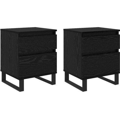 Armario de Noche con cajón 2 pcs Roble Negro 40 x 35 x 50 cm vidaXL