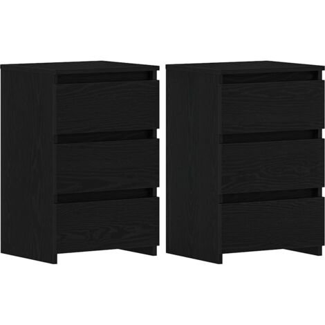 Armario de Noche con cajón 2 pcs Roble negro 40 x 35 x 62.5 cm vidaXL
