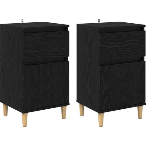 Armario de Noche con cajón 2 pcs Roble Negro 40 x 35 x 70 cm vidaXL