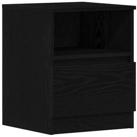 Armario de Noche con cajón 2 pcs Roble negro 40 x 40 x 50 cm vidaXL