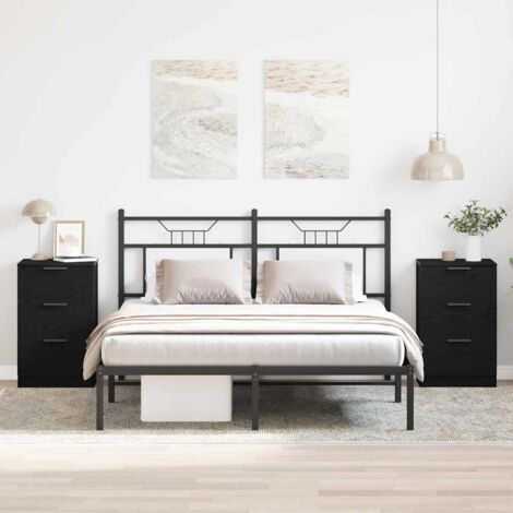 Armario de Noche con cajón 2 pcs Roble negro 40 x 65 x 65 cm