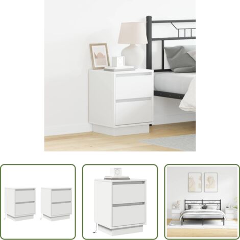 Armario de noche con luz -  Armario de Noche 2 pcs 39 x 34,5 x 50 cm Madera de ingeniería