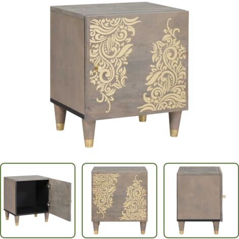 Armario de noche gris -  Cabinet de noche con puerta Gris 40 x 33 x 46 cm
