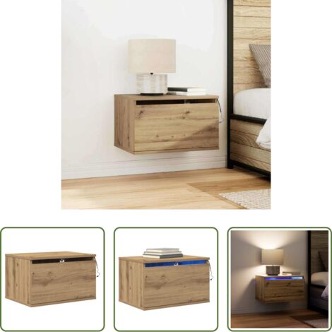 Armario de noche -  Mesita de noche de pared Roble artesanal 50 x 36 x 30 cm