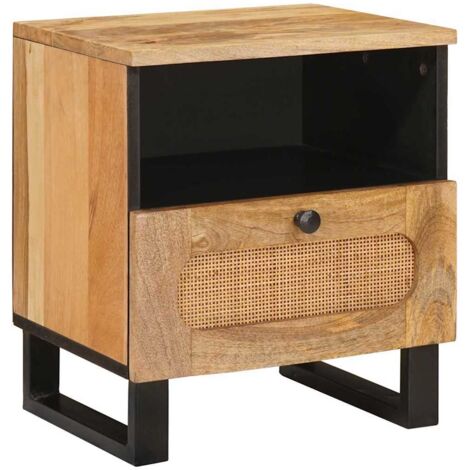 Armario de Noche Natural 40 x 33 x 46 cm Madera de mango maciza