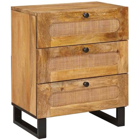 Armario de Noche Natural 50 x 33 x 62 cm Madera de mango maciza