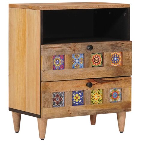 Armario de Noche Natural 50 x 33 x 62 cm Madera de mango maciza