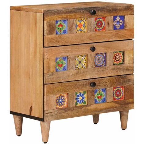 Armario de Noche Natural 50 x 33 x 62 cm Madera de mango maciza