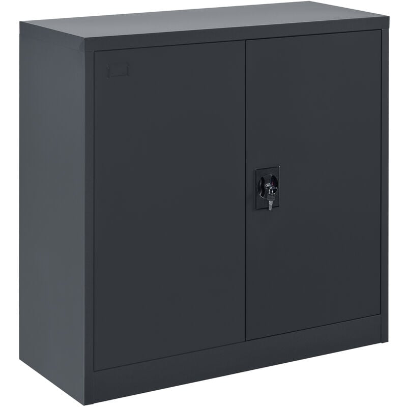

Armario de Oficina - 90 x 40 x 90 cm - Archivador - con Cerradura y 2 Puertas - 2 Estantes para Almacenar - Organizador - Gris oscuro