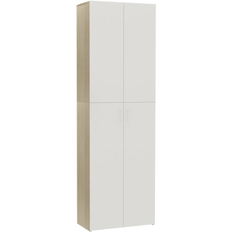 

Armario de oficina aglomerado blanco y roble Sonoma 60x32x190cm - Blanco - Vidaxl
