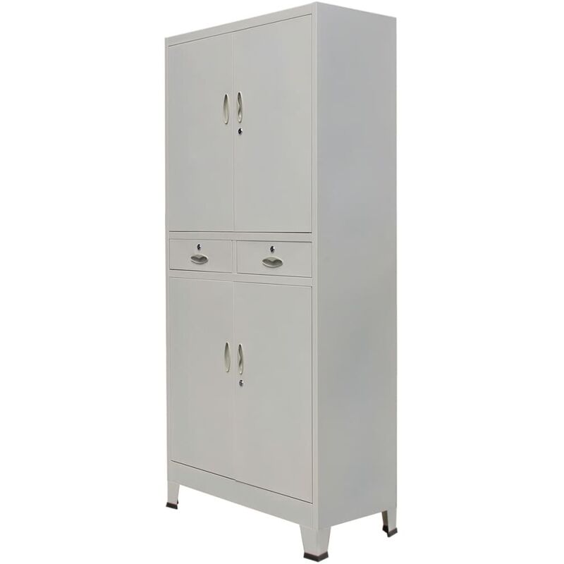 

Armario de oficina con 4 puertas acero 90x40x180 cm gris