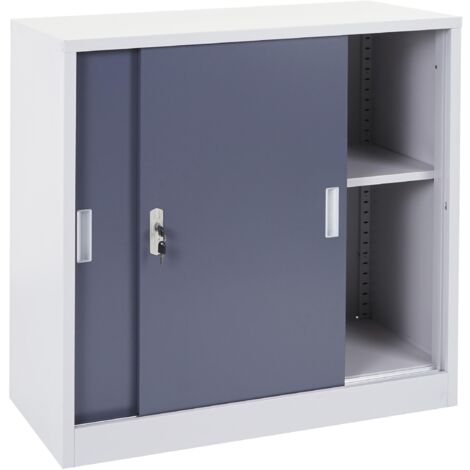 Armario de oficina de acero, con puertas correderas 90x90x45cm antracita 040001475