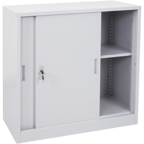 Armario de oficina de acero con puertas correderas 90x90x45cm gris 040000959