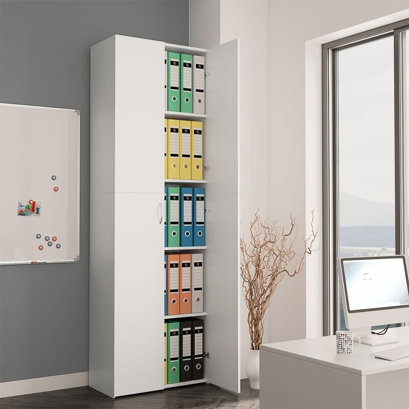 

Armario de oficina de aglomerado blanco 60x32x190 cm