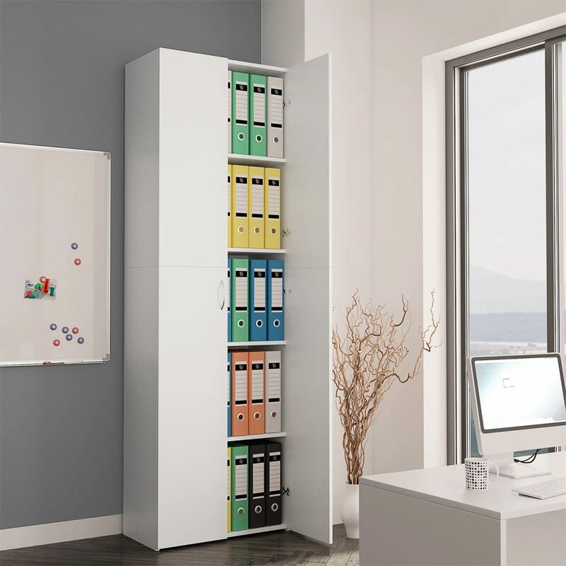 

Armario de oficina de aglomerado blanco 60x32x190 cm - Blanco