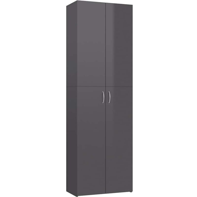 

vidaXL Armario de oficina de aglomerado gris brillante 60x32x190 cm - Gris