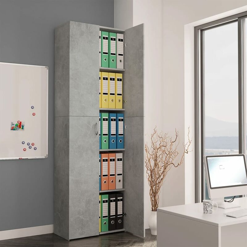 

Armario de oficina de aglomerado gris hormigón 60x32x190 cm - Gris