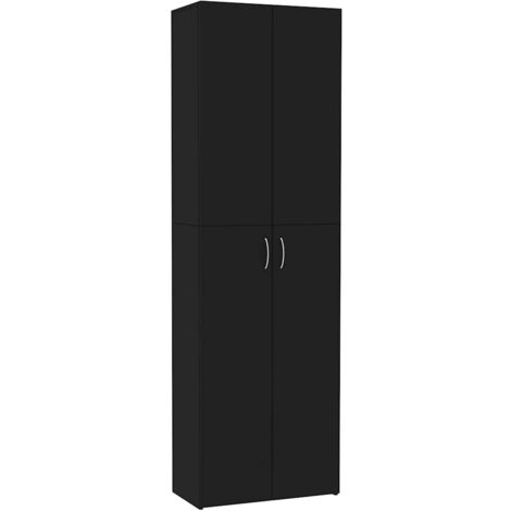 Armario de oficina de aglomerado negro 60x32x190 cm