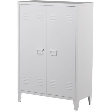 Armario de oficina mueble de almacenamiento para oficina taller dormitorio metal oficina acero con 2 puertas 110 x 75 x 33 cm blanco 030006334