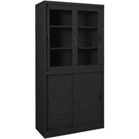 Armario de oficina puerta corredera acero antracita 90x40x180cm vidaXL