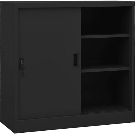 Armario de oficina puerta corredera acero antracita 90x40x90cm
