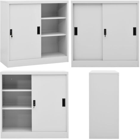 Armario de oficina puerta corredera acero gris claro 90x40x90cm - Armario de almacenamiento - Armario con puerta corredera