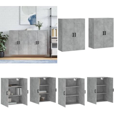 Armario de pared 2 unidades gris hormigón 69,5x34x90 cm - Armario de madera - Armario de pared gris hormigón